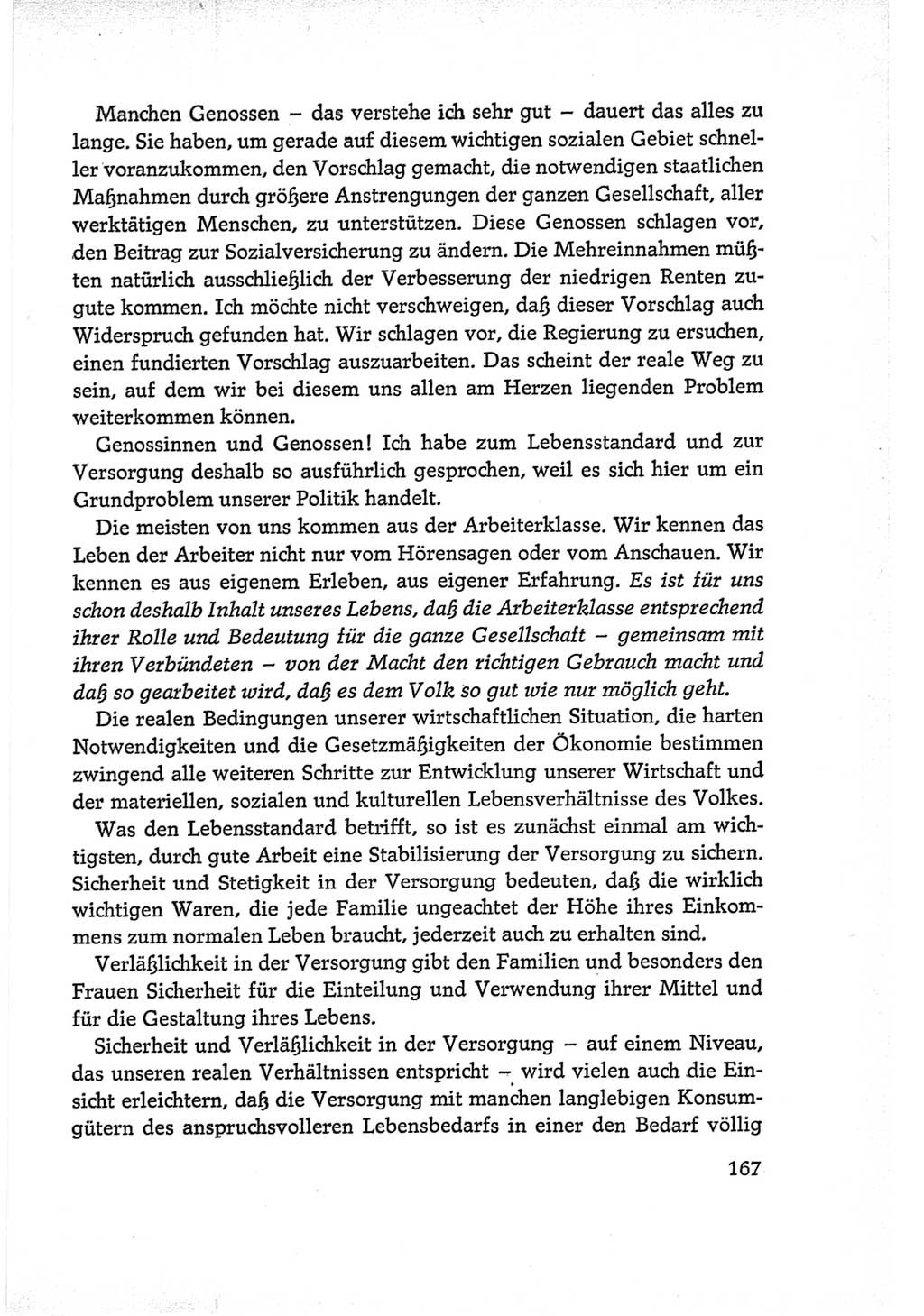 Protokoll der Verhandlungen des Ⅵ. Parteitages der Sozialistischen Einheitspartei Deutschlands (SED) [Deutsche Demokratische Republik (DDR)] 1963, Band Ⅰ, Seite 167 (Prot. Verh. Ⅵ. PT SED DDR 1963, Bd. Ⅰ, S. 167)