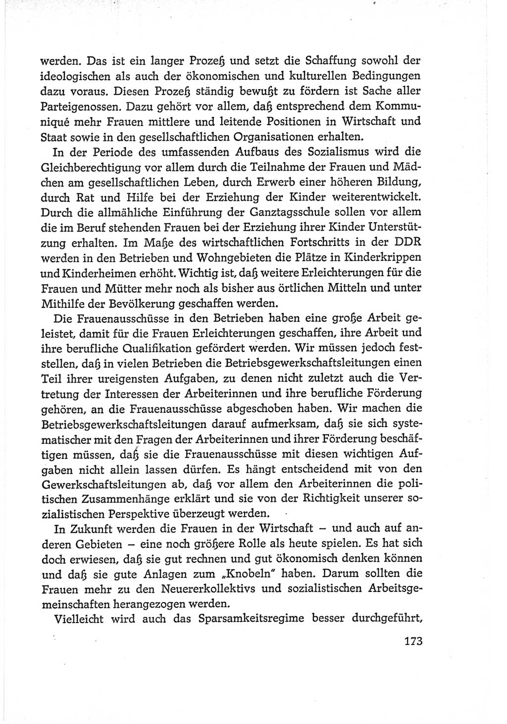 Protokoll der Verhandlungen des Ⅵ. Parteitages der Sozialistischen Einheitspartei Deutschlands (SED) [Deutsche Demokratische Republik (DDR)] 1963, Band Ⅰ, Seite 173 (Prot. Verh. Ⅵ. PT SED DDR 1963, Bd. Ⅰ, S. 173)