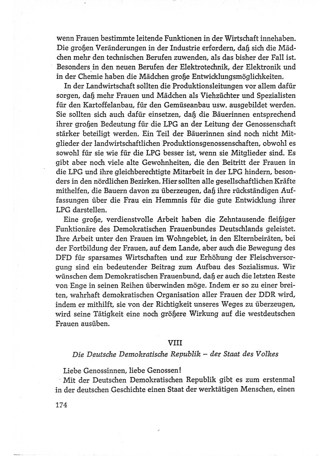 Protokoll der Verhandlungen des Ⅵ. Parteitages der Sozialistischen Einheitspartei Deutschlands (SED) [Deutsche Demokratische Republik (DDR)] 1963, Band Ⅰ, Seite 174 (Prot. Verh. Ⅵ. PT SED DDR 1963, Bd. Ⅰ, S. 174)