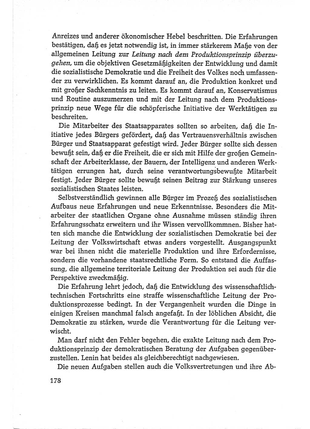 Protokoll der Verhandlungen des Ⅵ. Parteitages der Sozialistischen Einheitspartei Deutschlands (SED) [Deutsche Demokratische Republik (DDR)] 1963, Band Ⅰ, Seite 178 (Prot. Verh. Ⅵ. PT SED DDR 1963, Bd. Ⅰ, S. 178)