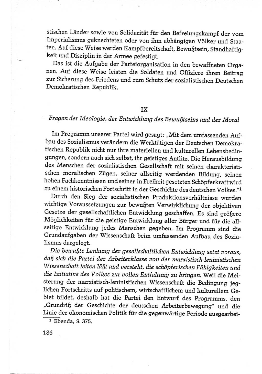 Protokoll der Verhandlungen des Ⅵ. Parteitages der Sozialistischen Einheitspartei Deutschlands (SED) [Deutsche Demokratische Republik (DDR)] 1963, Band Ⅰ, Seite 186 (Prot. Verh. Ⅵ. PT SED DDR 1963, Bd. Ⅰ, S. 186)