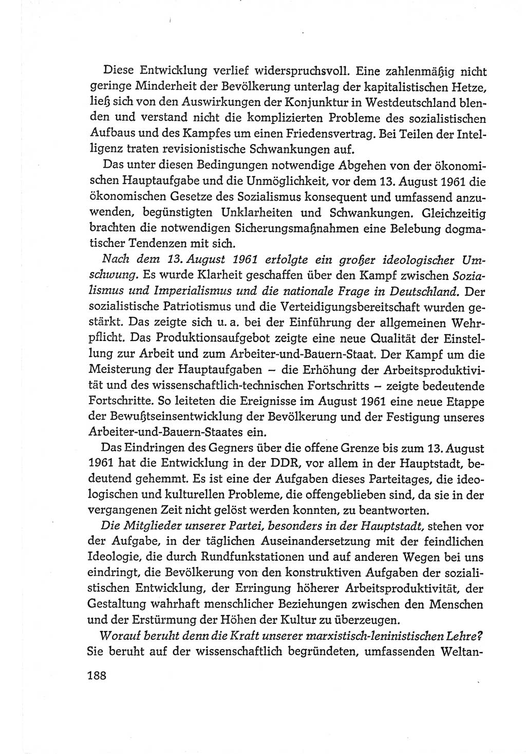 Protokoll der Verhandlungen des Ⅵ. Parteitages der Sozialistischen Einheitspartei Deutschlands (SED) [Deutsche Demokratische Republik (DDR)] 1963, Band Ⅰ, Seite 188 (Prot. Verh. Ⅵ. PT SED DDR 1963, Bd. Ⅰ, S. 188)