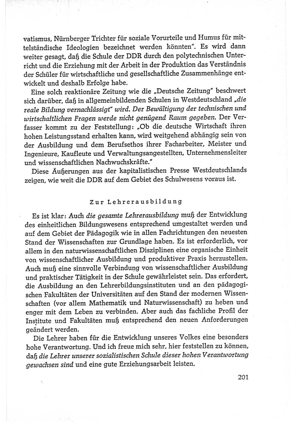 Protokoll der Verhandlungen des Ⅵ. Parteitages der Sozialistischen Einheitspartei Deutschlands (SED) [Deutsche Demokratische Republik (DDR)] 1963, Band Ⅰ, Seite 201 (Prot. Verh. Ⅵ. PT SED DDR 1963, Bd. Ⅰ, S. 201)