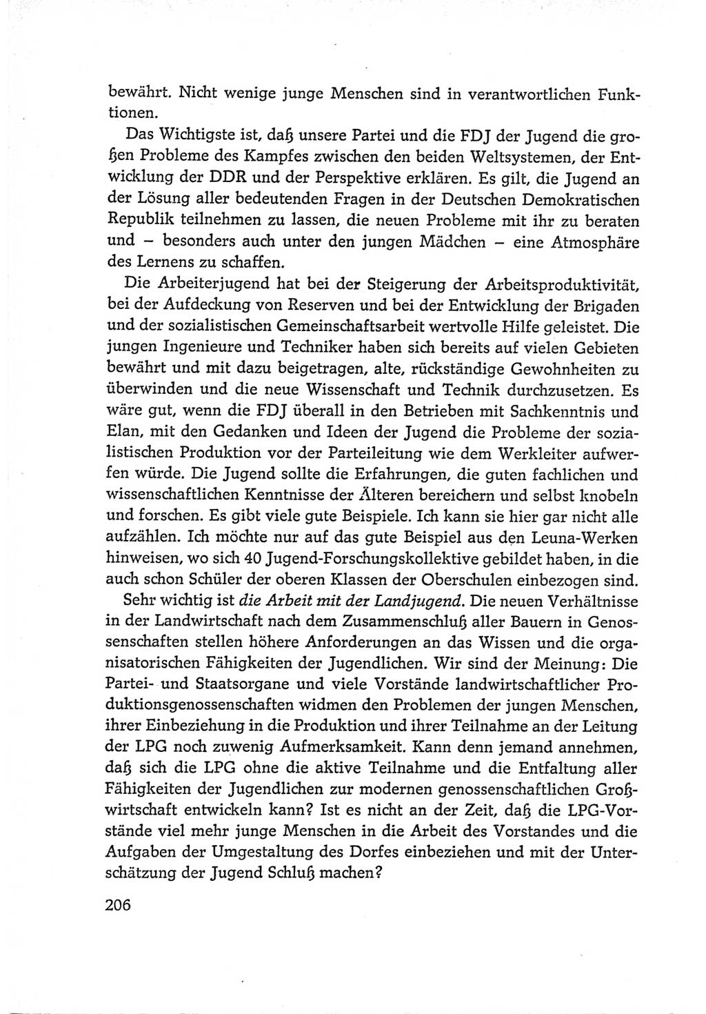 Protokoll der Verhandlungen des Ⅵ. Parteitages der Sozialistischen Einheitspartei Deutschlands (SED) [Deutsche Demokratische Republik (DDR)] 1963, Band Ⅰ, Seite 206 (Prot. Verh. Ⅵ. PT SED DDR 1963, Bd. Ⅰ, S. 206)