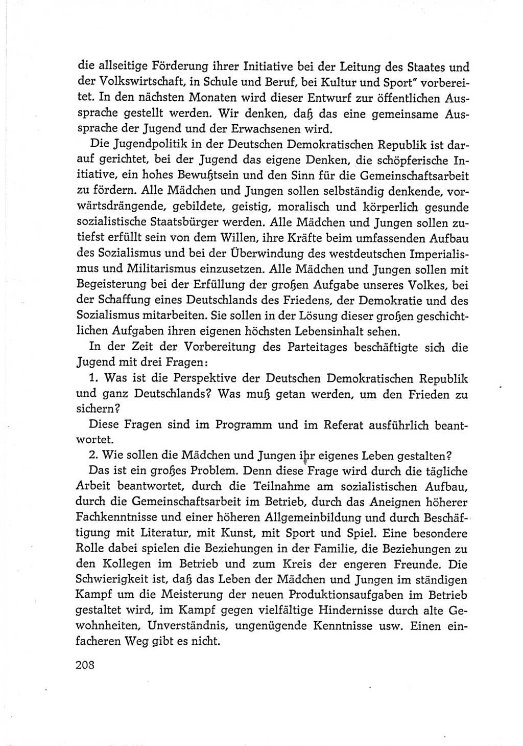 Protokoll der Verhandlungen des Ⅵ. Parteitages der Sozialistischen Einheitspartei Deutschlands (SED) [Deutsche Demokratische Republik (DDR)] 1963, Band Ⅰ, Seite 208 (Prot. Verh. Ⅵ. PT SED DDR 1963, Bd. Ⅰ, S. 208)