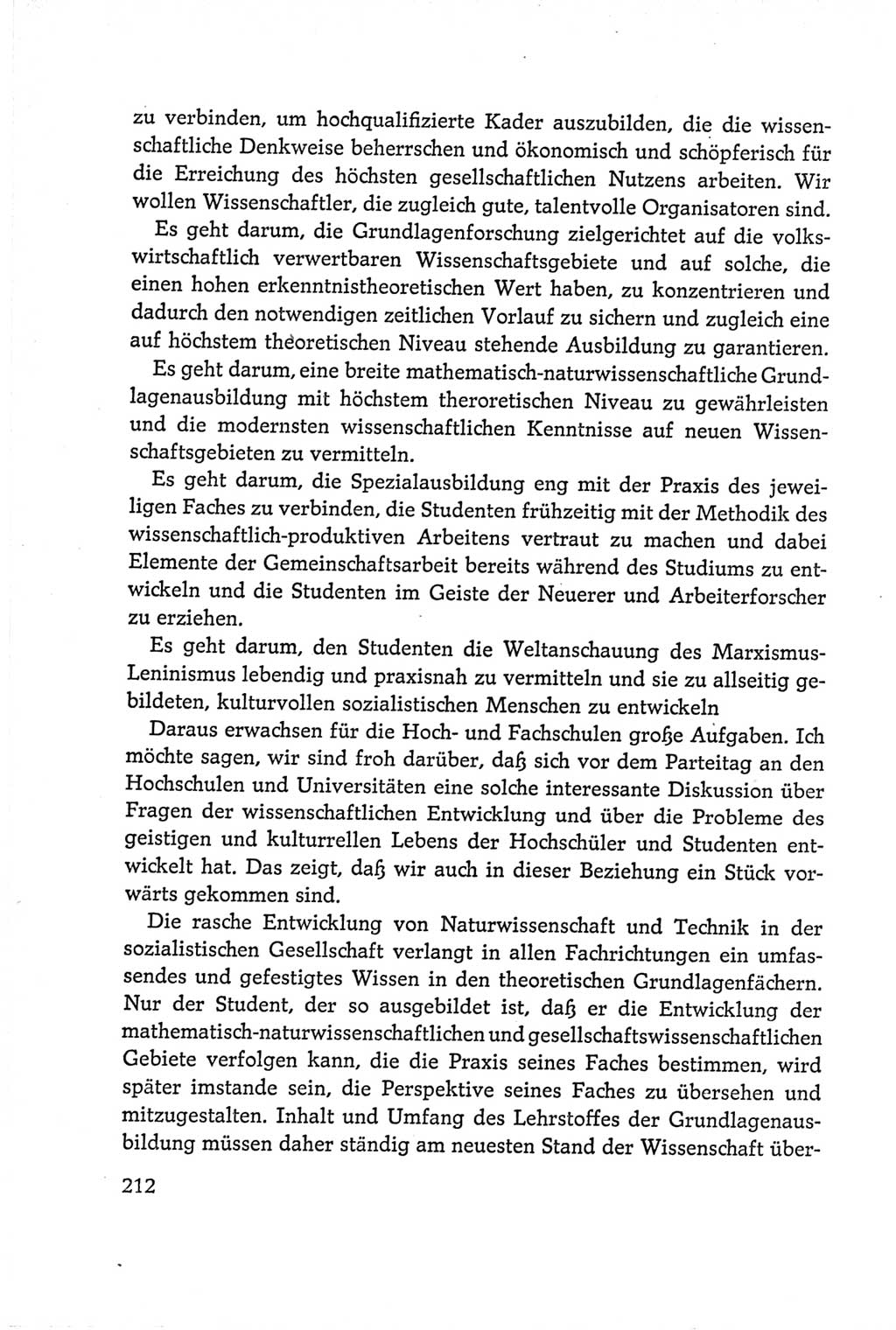 Protokoll der Verhandlungen des Ⅵ. Parteitages der Sozialistischen Einheitspartei Deutschlands (SED) [Deutsche Demokratische Republik (DDR)] 1963, Band Ⅰ, Seite 212 (Prot. Verh. Ⅵ. PT SED DDR 1963, Bd. Ⅰ, S. 212)