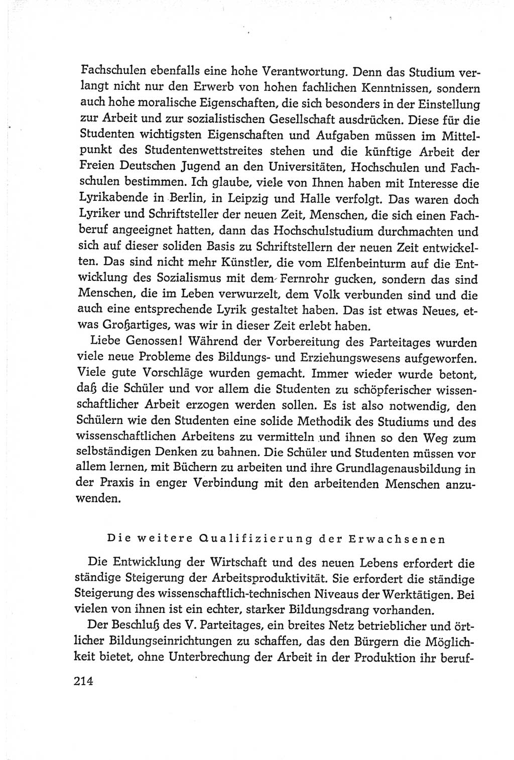 Protokoll der Verhandlungen des Ⅵ. Parteitages der Sozialistischen Einheitspartei Deutschlands (SED) [Deutsche Demokratische Republik (DDR)] 1963, Band Ⅰ, Seite 214 (Prot. Verh. Ⅵ. PT SED DDR 1963, Bd. Ⅰ, S. 214)