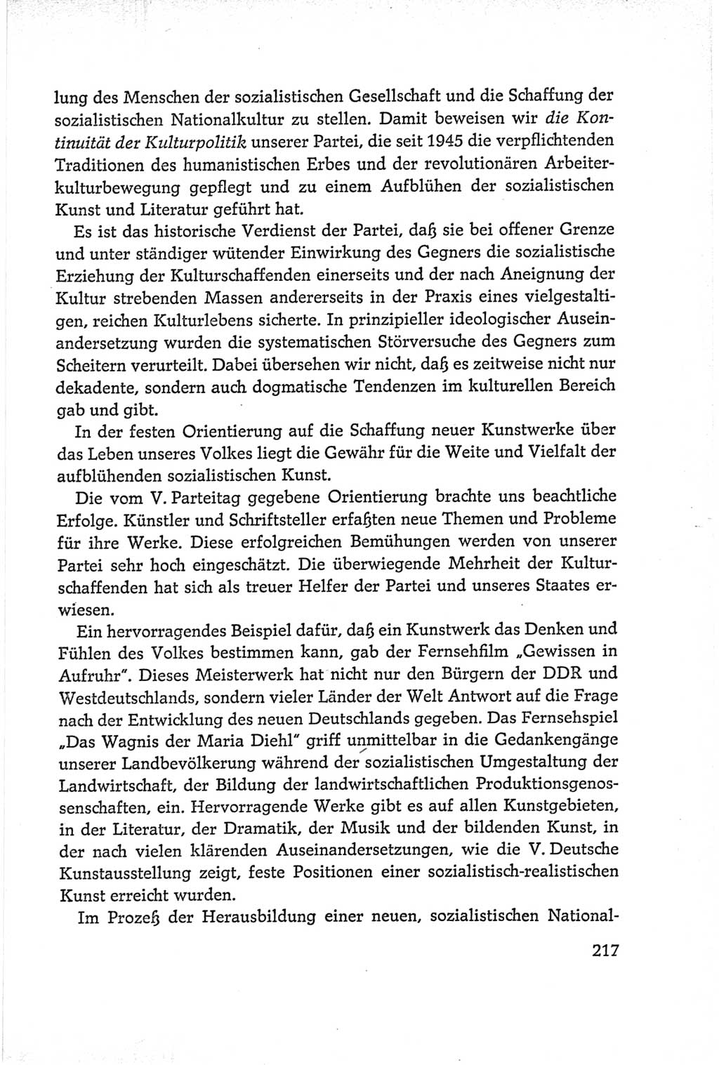 Protokoll der Verhandlungen des Ⅵ. Parteitages der Sozialistischen Einheitspartei Deutschlands (SED) [Deutsche Demokratische Republik (DDR)] 1963, Band Ⅰ, Seite 217 (Prot. Verh. Ⅵ. PT SED DDR 1963, Bd. Ⅰ, S. 217)
