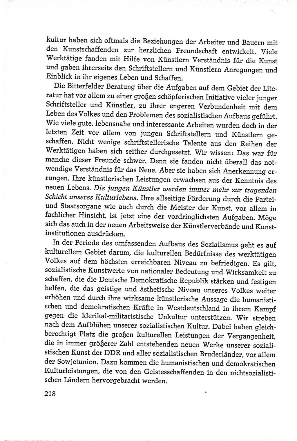 Protokoll der Verhandlungen des Ⅵ. Parteitages der Sozialistischen Einheitspartei Deutschlands (SED) [Deutsche Demokratische Republik (DDR)] 1963, Band Ⅰ, Seite 218 (Prot. Verh. Ⅵ. PT SED DDR 1963, Bd. Ⅰ, S. 218)