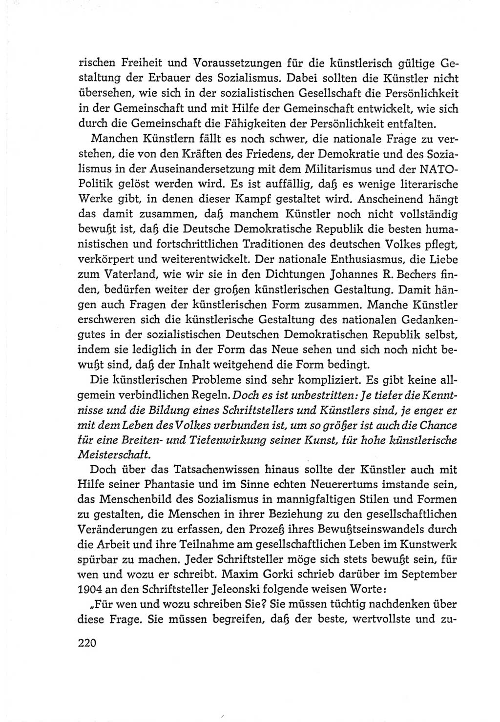 Protokoll der Verhandlungen des Ⅵ. Parteitages der Sozialistischen Einheitspartei Deutschlands (SED) [Deutsche Demokratische Republik (DDR)] 1963, Band Ⅰ, Seite 220 (Prot. Verh. Ⅵ. PT SED DDR 1963, Bd. Ⅰ, S. 220)