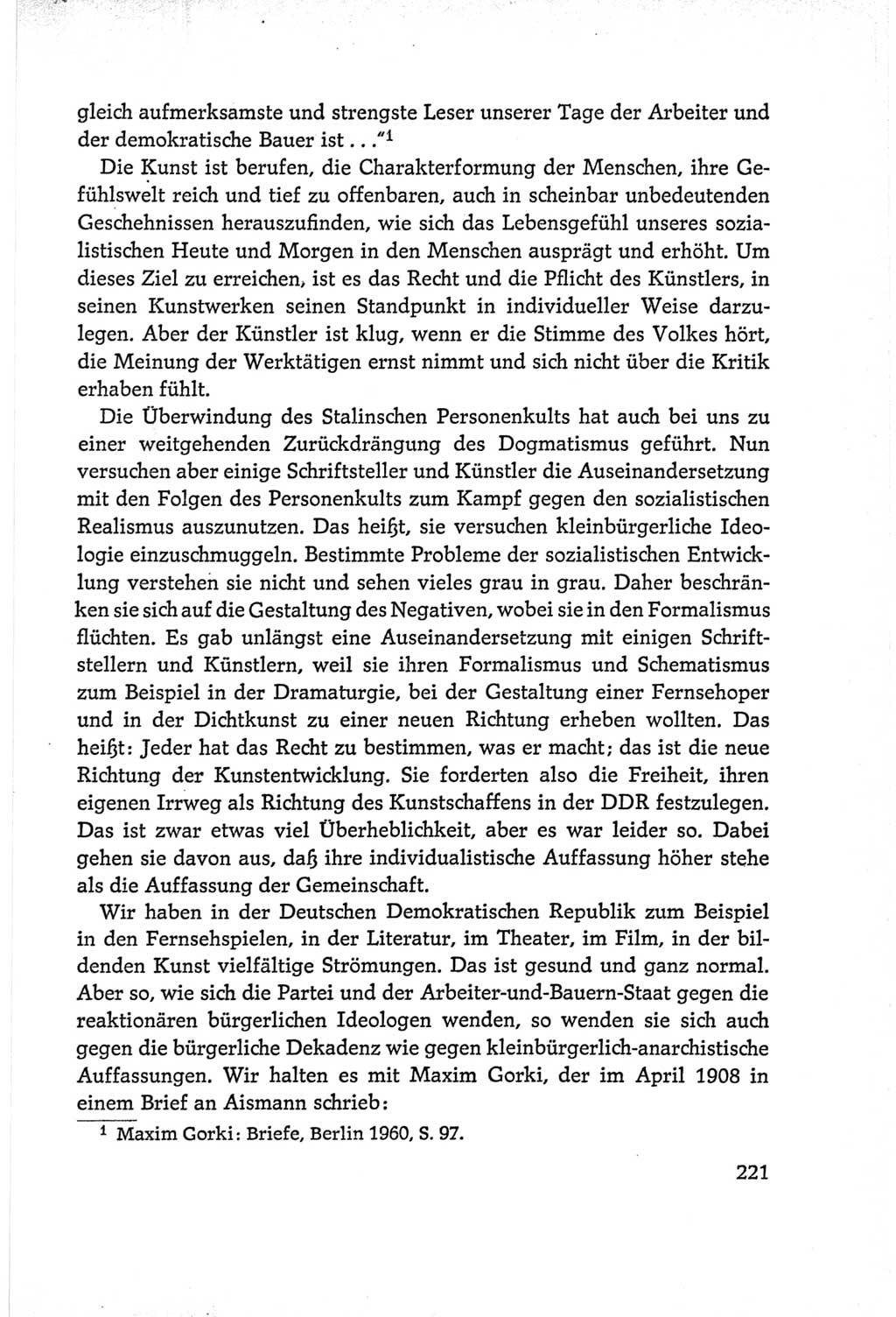 Protokoll der Verhandlungen des Ⅵ. Parteitages der Sozialistischen Einheitspartei Deutschlands (SED) [Deutsche Demokratische Republik (DDR)] 1963, Band Ⅰ, Seite 221 (Prot. Verh. Ⅵ. PT SED DDR 1963, Bd. Ⅰ, S. 221)