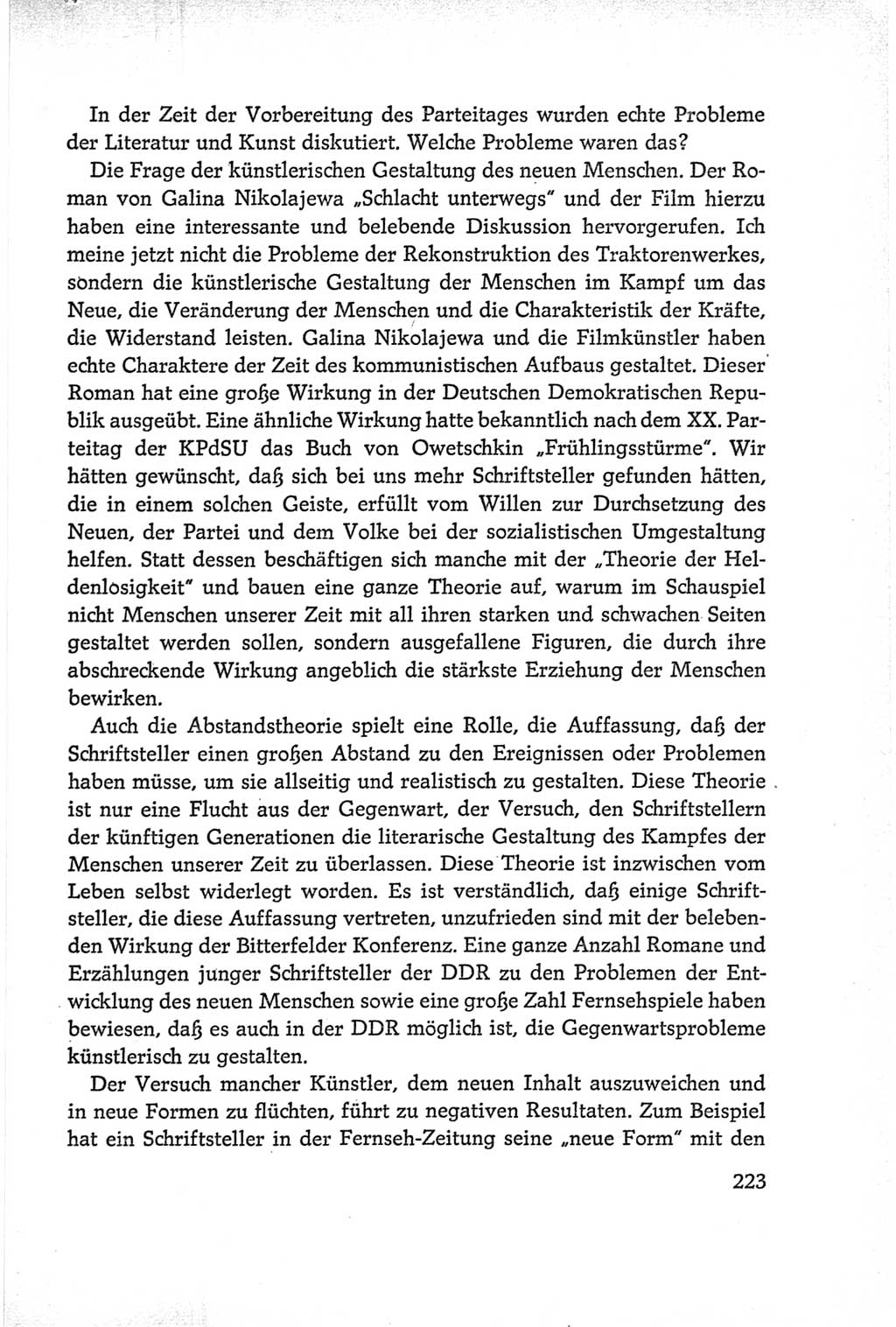Protokoll der Verhandlungen des Ⅵ. Parteitages der Sozialistischen Einheitspartei Deutschlands (SED) [Deutsche Demokratische Republik (DDR)] 1963, Band Ⅰ, Seite 223 (Prot. Verh. Ⅵ. PT SED DDR 1963, Bd. Ⅰ, S. 223)