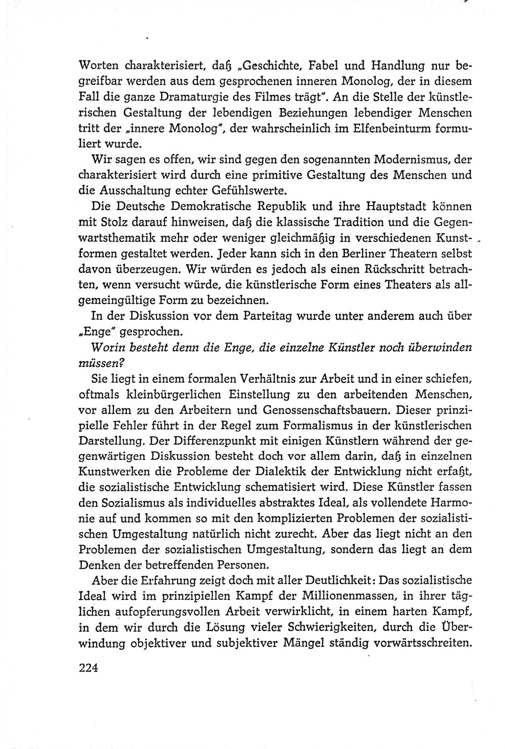 Protokoll der Verhandlungen des Ⅵ. Parteitages der Sozialistischen Einheitspartei Deutschlands (SED) [Deutsche Demokratische Republik (DDR)] 1963, Band Ⅰ, Seite 224 (Prot. Verh. Ⅵ. PT SED DDR 1963, Bd. Ⅰ, S. 224)