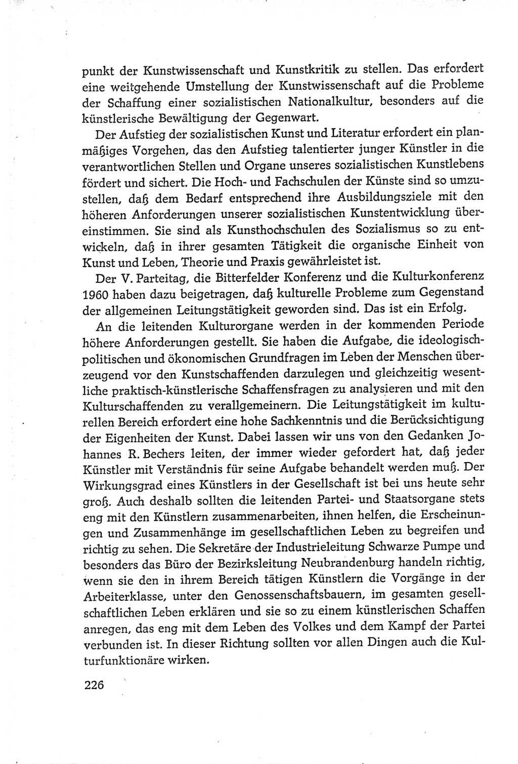 Protokoll der Verhandlungen des Ⅵ. Parteitages der Sozialistischen Einheitspartei Deutschlands (SED) [Deutsche Demokratische Republik (DDR)] 1963, Band Ⅰ, Seite 226 (Prot. Verh. Ⅵ. PT SED DDR 1963, Bd. Ⅰ, S. 226)