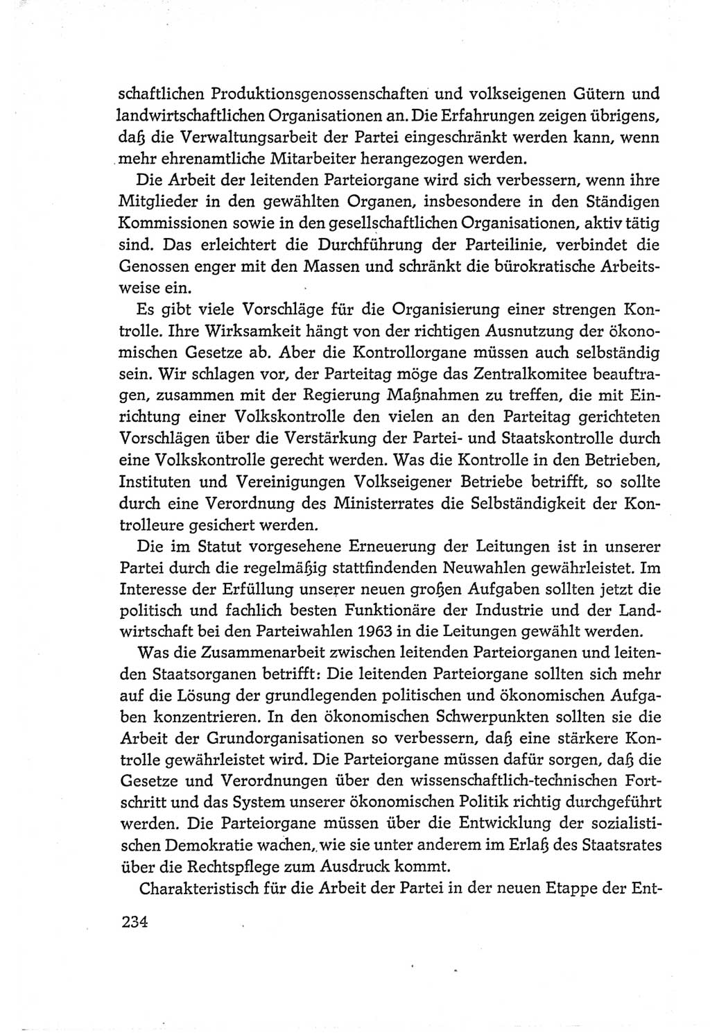 Protokoll der Verhandlungen des Ⅵ. Parteitages der Sozialistischen Einheitspartei Deutschlands (SED) [Deutsche Demokratische Republik (DDR)] 1963, Band Ⅰ, Seite 234 (Prot. Verh. Ⅵ. PT SED DDR 1963, Bd. Ⅰ, S. 234)