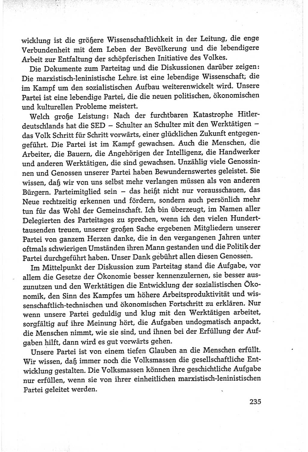 Protokoll der Verhandlungen des Ⅵ. Parteitages der Sozialistischen Einheitspartei Deutschlands (SED) [Deutsche Demokratische Republik (DDR)] 1963, Band Ⅰ, Seite 235 (Prot. Verh. Ⅵ. PT SED DDR 1963, Bd. Ⅰ, S. 235)