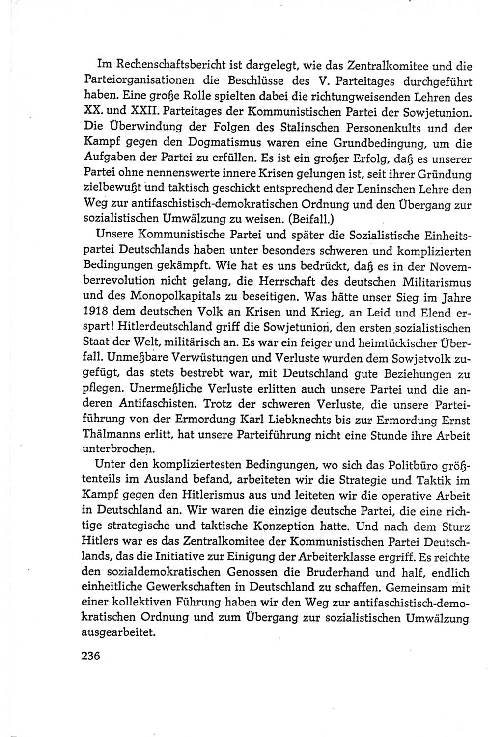 Protokoll der Verhandlungen des Ⅵ. Parteitages der Sozialistischen Einheitspartei Deutschlands (SED) [Deutsche Demokratische Republik (DDR)] 1963, Band Ⅰ, Seite 236 (Prot. Verh. Ⅵ. PT SED DDR 1963, Bd. Ⅰ, S. 236)