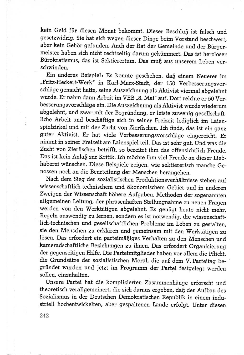 Protokoll der Verhandlungen des Ⅵ. Parteitages der Sozialistischen Einheitspartei Deutschlands (SED) [Deutsche Demokratische Republik (DDR)] 1963, Band Ⅰ, Seite 242 (Prot. Verh. Ⅵ. PT SED DDR 1963, Bd. Ⅰ, S. 242)