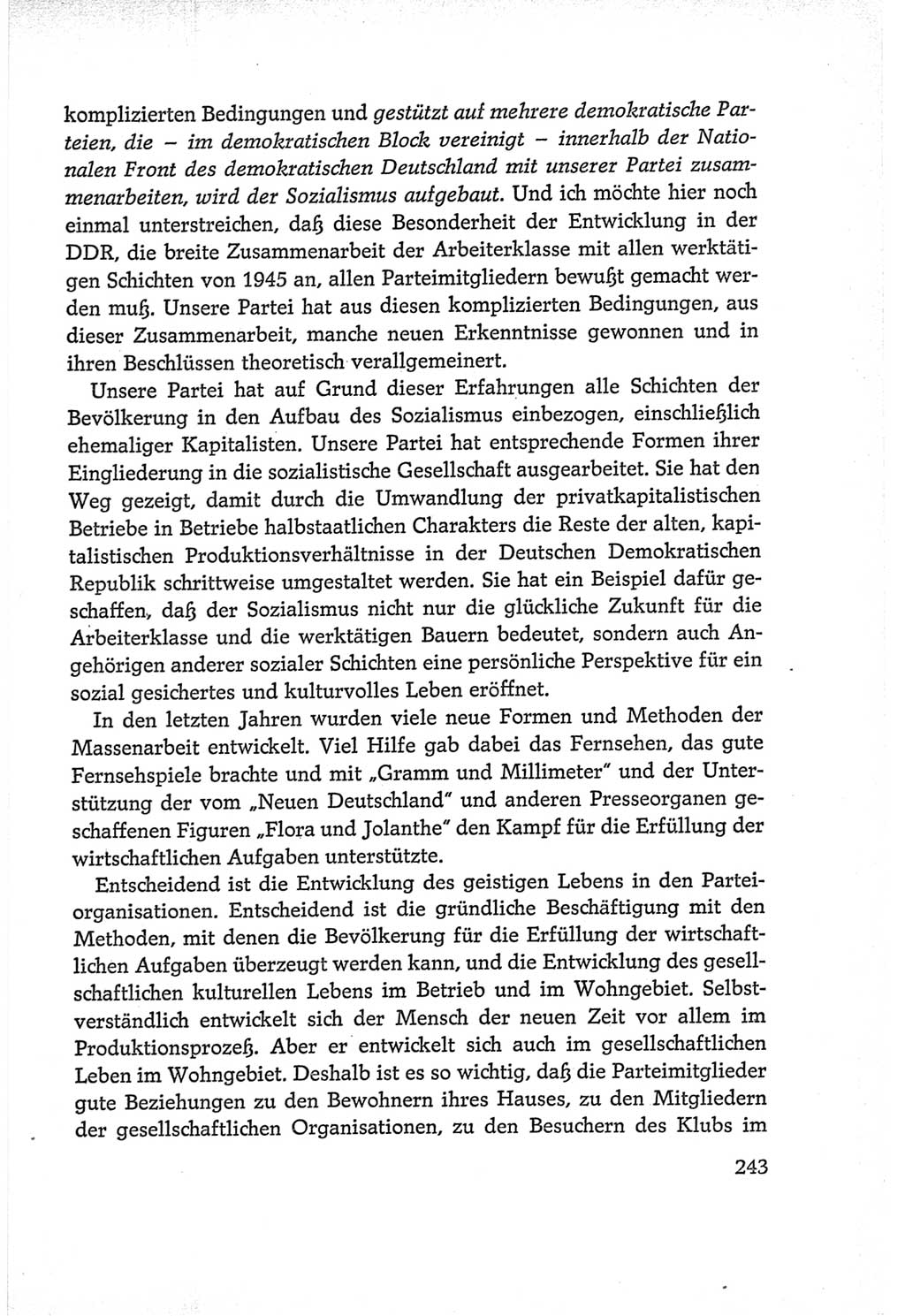 Protokoll der Verhandlungen des Ⅵ. Parteitages der Sozialistischen Einheitspartei Deutschlands (SED) [Deutsche Demokratische Republik (DDR)] 1963, Band Ⅰ, Seite 243 (Prot. Verh. Ⅵ. PT SED DDR 1963, Bd. Ⅰ, S. 243)
