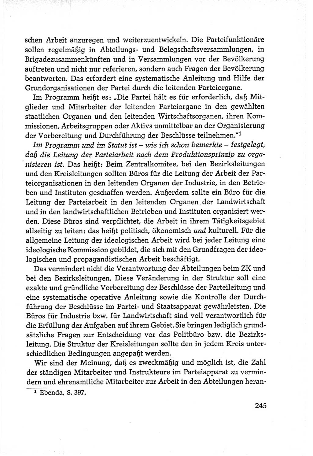 Protokoll der Verhandlungen des Ⅵ. Parteitages der Sozialistischen Einheitspartei Deutschlands (SED) [Deutsche Demokratische Republik (DDR)] 1963, Band Ⅰ, Seite 245 (Prot. Verh. Ⅵ. PT SED DDR 1963, Bd. Ⅰ, S. 245)