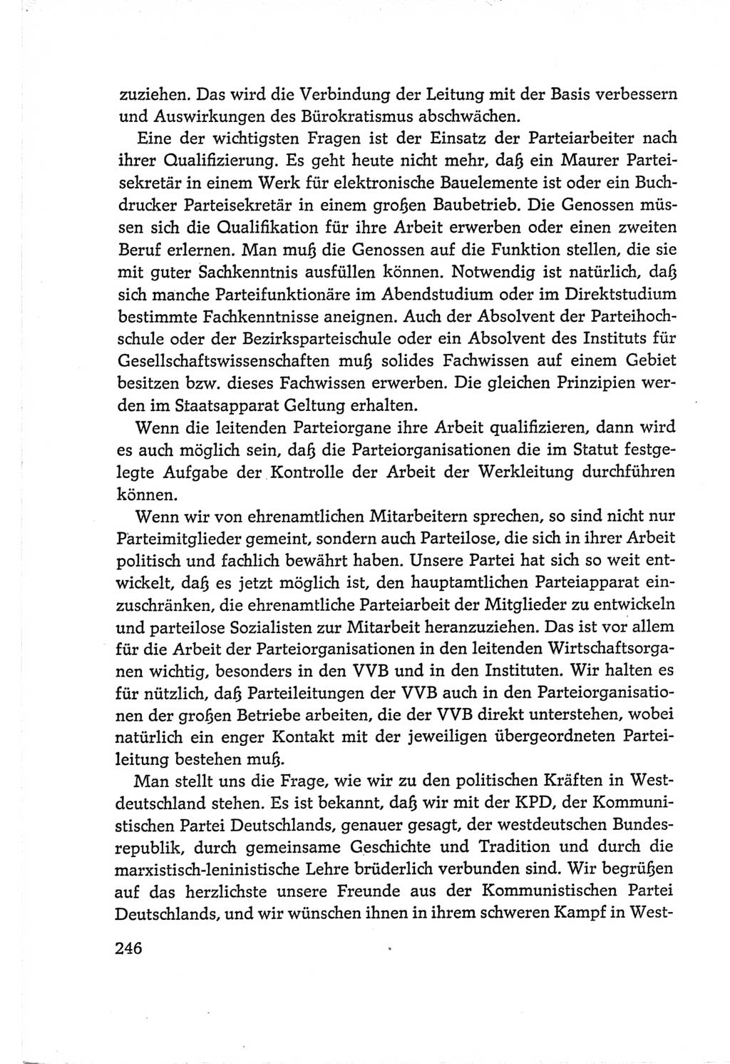 Protokoll der Verhandlungen des Ⅵ. Parteitages der Sozialistischen Einheitspartei Deutschlands (SED) [Deutsche Demokratische Republik (DDR)] 1963, Band Ⅰ, Seite 246 (Prot. Verh. Ⅵ. PT SED DDR 1963, Bd. Ⅰ, S. 246)