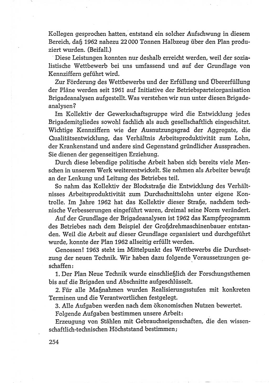 Protokoll der Verhandlungen des Ⅵ. Parteitages der Sozialistischen Einheitspartei Deutschlands (SED) [Deutsche Demokratische Republik (DDR)] 1963, Band Ⅰ, Seite 254 (Prot. Verh. Ⅵ. PT SED DDR 1963, Bd. Ⅰ, S. 254)