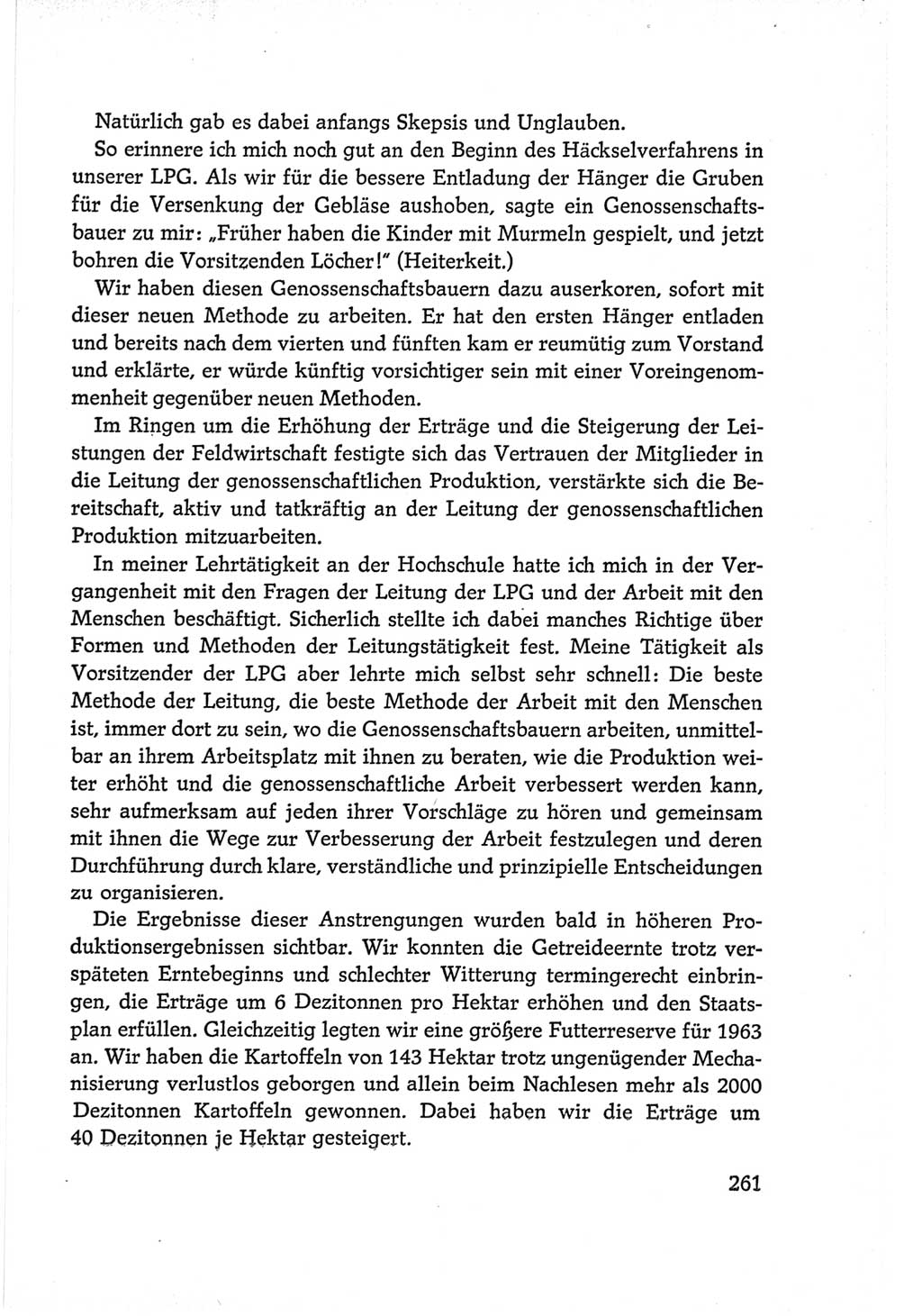 Protokoll der Verhandlungen des Ⅵ. Parteitages der Sozialistischen Einheitspartei Deutschlands (SED) [Deutsche Demokratische Republik (DDR)] 1963, Band Ⅰ, Seite 261 (Prot. Verh. Ⅵ. PT SED DDR 1963, Bd. Ⅰ, S. 261)