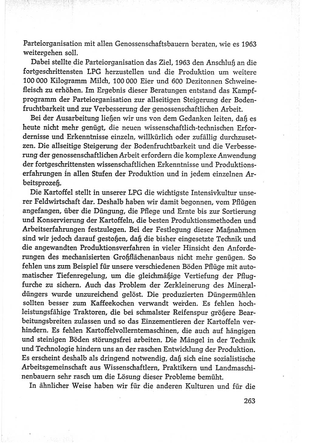 Protokoll der Verhandlungen des Ⅵ. Parteitages der Sozialistischen Einheitspartei Deutschlands (SED) [Deutsche Demokratische Republik (DDR)] 1963, Band Ⅰ, Seite 263 (Prot. Verh. Ⅵ. PT SED DDR 1963, Bd. Ⅰ, S. 263)
