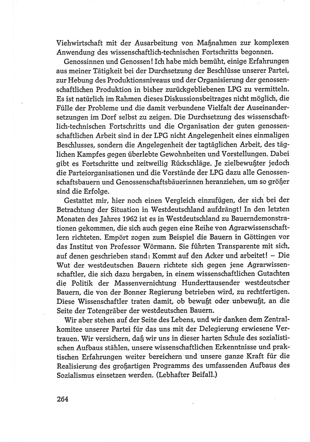 Protokoll der Verhandlungen des Ⅵ. Parteitages der Sozialistischen Einheitspartei Deutschlands (SED) [Deutsche Demokratische Republik (DDR)] 1963, Band Ⅰ, Seite 264 (Prot. Verh. Ⅵ. PT SED DDR 1963, Bd. Ⅰ, S. 264)