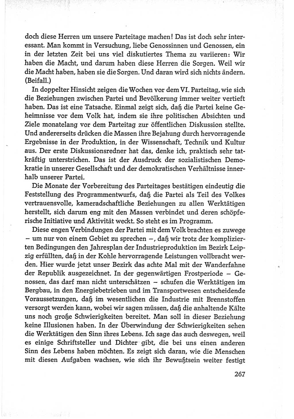 Protokoll der Verhandlungen des Ⅵ. Parteitages der Sozialistischen Einheitspartei Deutschlands (SED) [Deutsche Demokratische Republik (DDR)] 1963, Band Ⅰ, Seite 267 (Prot. Verh. Ⅵ. PT SED DDR 1963, Bd. Ⅰ, S. 267)