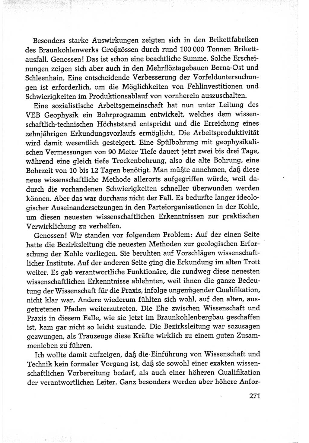 Protokoll der Verhandlungen des Ⅵ. Parteitages der Sozialistischen Einheitspartei Deutschlands (SED) [Deutsche Demokratische Republik (DDR)] 1963, Band Ⅰ, Seite 271 (Prot. Verh. Ⅵ. PT SED DDR 1963, Bd. Ⅰ, S. 271)