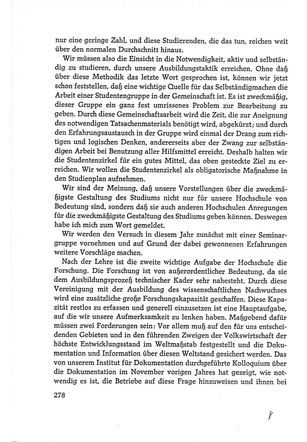 Protokoll der Verhandlungen des Ⅵ. Parteitages der Sozialistischen Einheitspartei Deutschlands (SED) [Deutsche Demokratische Republik (DDR)] 1963, Band Ⅰ, Seite 278 (Prot. Verh. Ⅵ. PT SED DDR 1963, Bd. Ⅰ, S. 278)