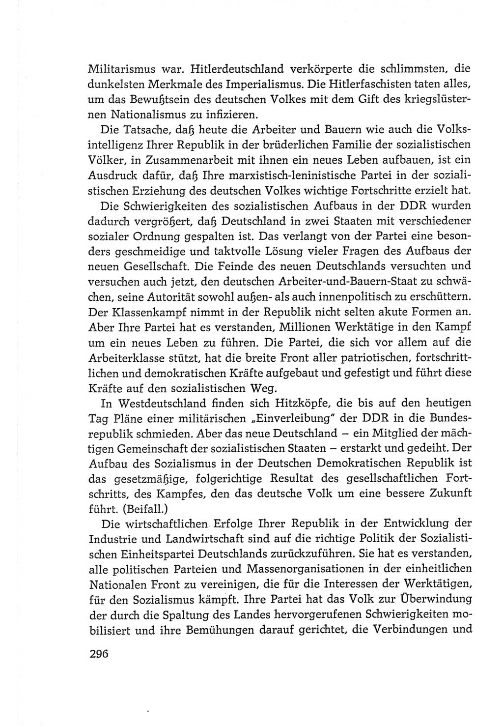 Protokoll der Verhandlungen des Ⅵ. Parteitages der Sozialistischen Einheitspartei Deutschlands (SED) [Deutsche Demokratische Republik (DDR)] 1963, Band Ⅰ, Seite 296 (Prot. Verh. Ⅵ. PT SED DDR 1963, Bd. Ⅰ, S. 296)