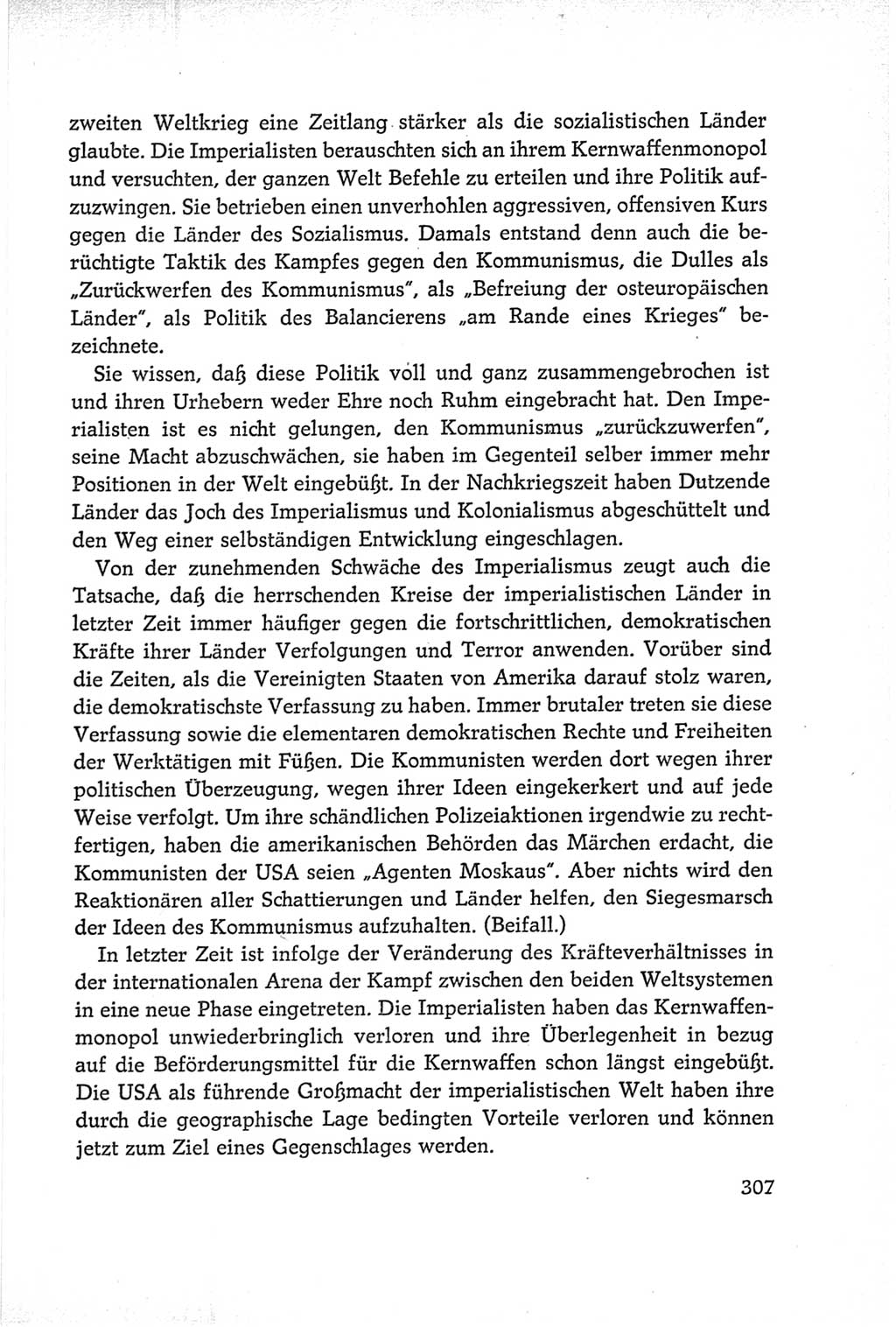Protokoll der Verhandlungen des Ⅵ. Parteitages der Sozialistischen Einheitspartei Deutschlands (SED) [Deutsche Demokratische Republik (DDR)] 1963, Band Ⅰ, Seite 307 (Prot. Verh. Ⅵ. PT SED DDR 1963, Bd. Ⅰ, S. 307)