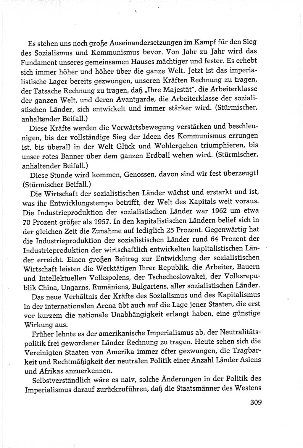 Protokoll der Verhandlungen des Ⅵ. Parteitages der Sozialistischen Einheitspartei Deutschlands (SED) [Deutsche Demokratische Republik (DDR)] 1963, Band Ⅰ, Seite 309 (Prot. Verh. Ⅵ. PT SED DDR 1963, Bd. Ⅰ, S. 309)