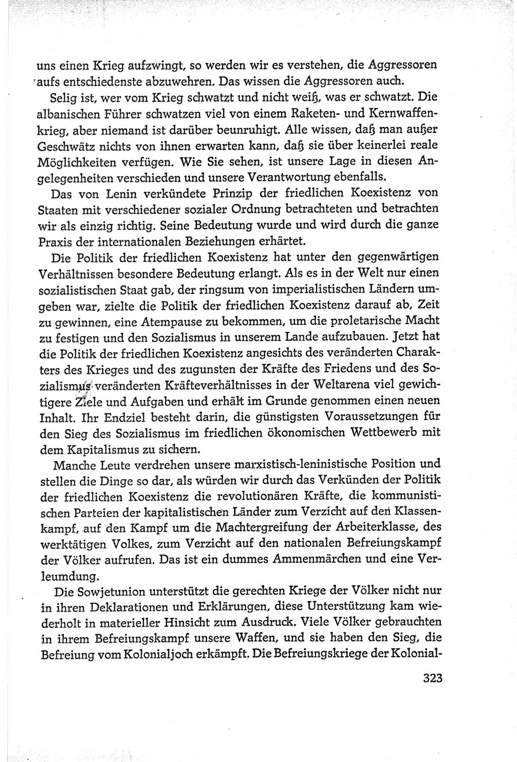 Protokoll der Verhandlungen des Ⅵ. Parteitages der Sozialistischen Einheitspartei Deutschlands (SED) [Deutsche Demokratische Republik (DDR)] 1963, Band Ⅰ, Seite 323 (Prot. Verh. Ⅵ. PT SED DDR 1963, Bd. Ⅰ, S. 323)