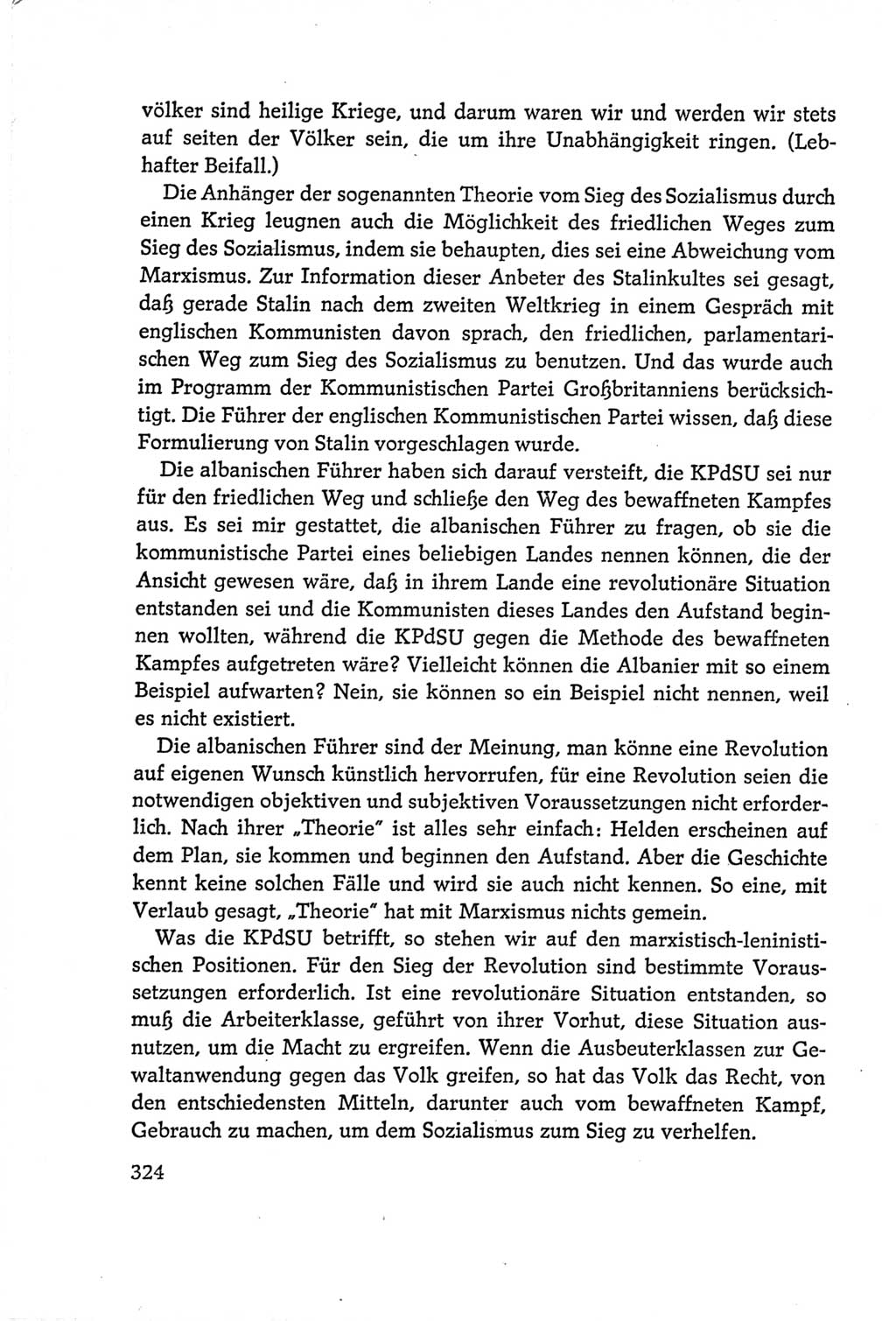 Protokoll der Verhandlungen des Ⅵ. Parteitages der Sozialistischen Einheitspartei Deutschlands (SED) [Deutsche Demokratische Republik (DDR)] 1963, Band Ⅰ, Seite 324 (Prot. Verh. Ⅵ. PT SED DDR 1963, Bd. Ⅰ, S. 324)