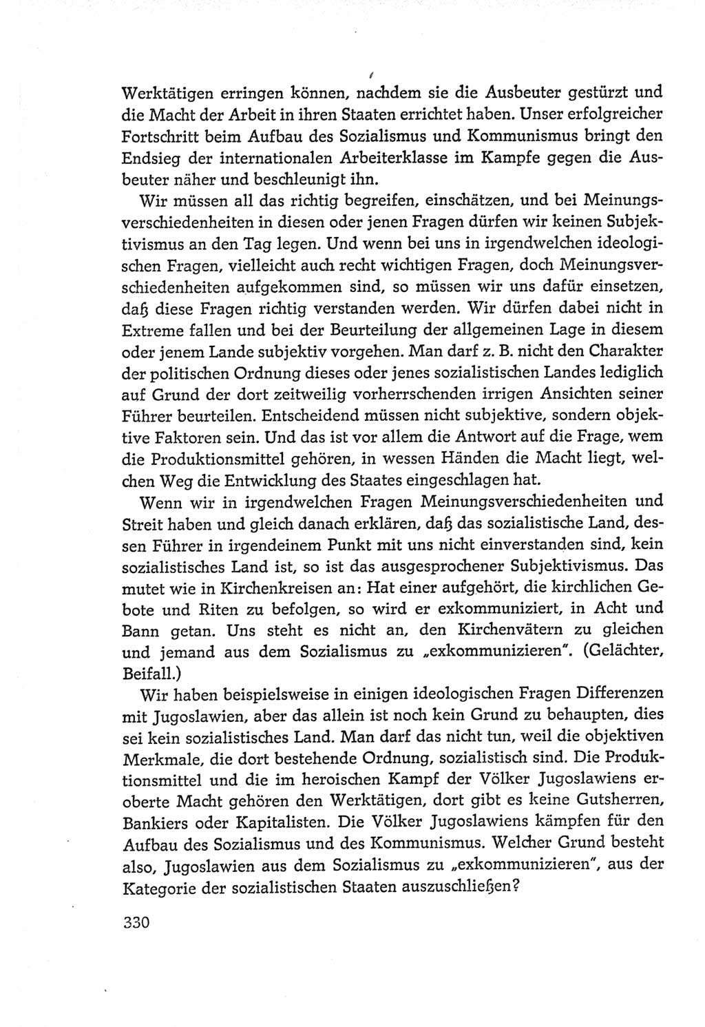 Protokoll der Verhandlungen des Ⅵ. Parteitages der Sozialistischen Einheitspartei Deutschlands (SED) [Deutsche Demokratische Republik (DDR)] 1963, Band Ⅰ, Seite 330 (Prot. Verh. Ⅵ. PT SED DDR 1963, Bd. Ⅰ, S. 330)