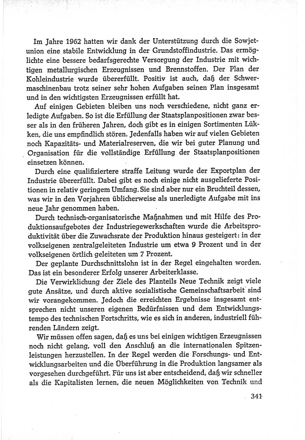 Protokoll der Verhandlungen des Ⅵ. Parteitages der Sozialistischen Einheitspartei Deutschlands (SED) [Deutsche Demokratische Republik (DDR)] 1963, Band Ⅰ, Seite 341 (Prot. Verh. Ⅵ. PT SED DDR 1963, Bd. Ⅰ, S. 341)