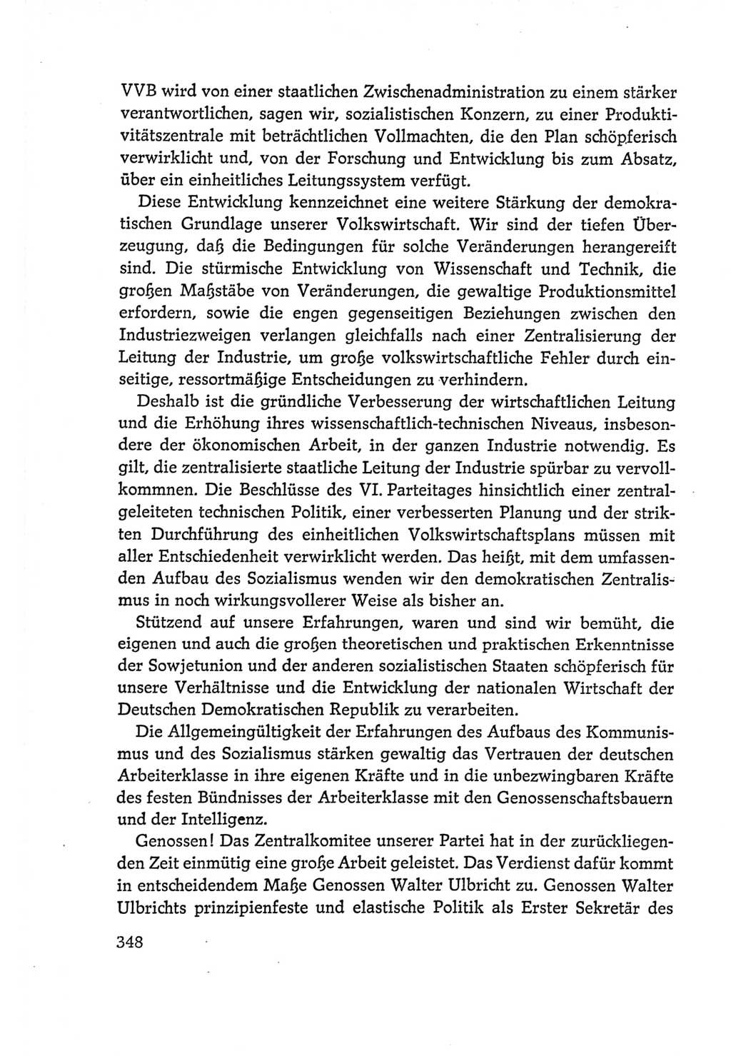 Protokoll der Verhandlungen des Ⅵ. Parteitages der Sozialistischen Einheitspartei Deutschlands (SED) [Deutsche Demokratische Republik (DDR)] 1963, Band Ⅰ, Seite 348 (Prot. Verh. Ⅵ. PT SED DDR 1963, Bd. Ⅰ, S. 348)