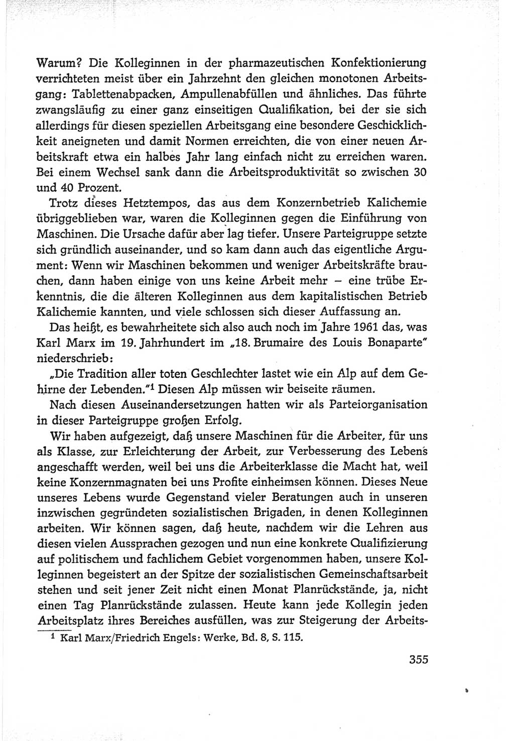 Protokoll der Verhandlungen des Ⅵ. Parteitages der Sozialistischen Einheitspartei Deutschlands (SED) [Deutsche Demokratische Republik (DDR)] 1963, Band Ⅰ, Seite 355 (Prot. Verh. Ⅵ. PT SED DDR 1963, Bd. Ⅰ, S. 355)