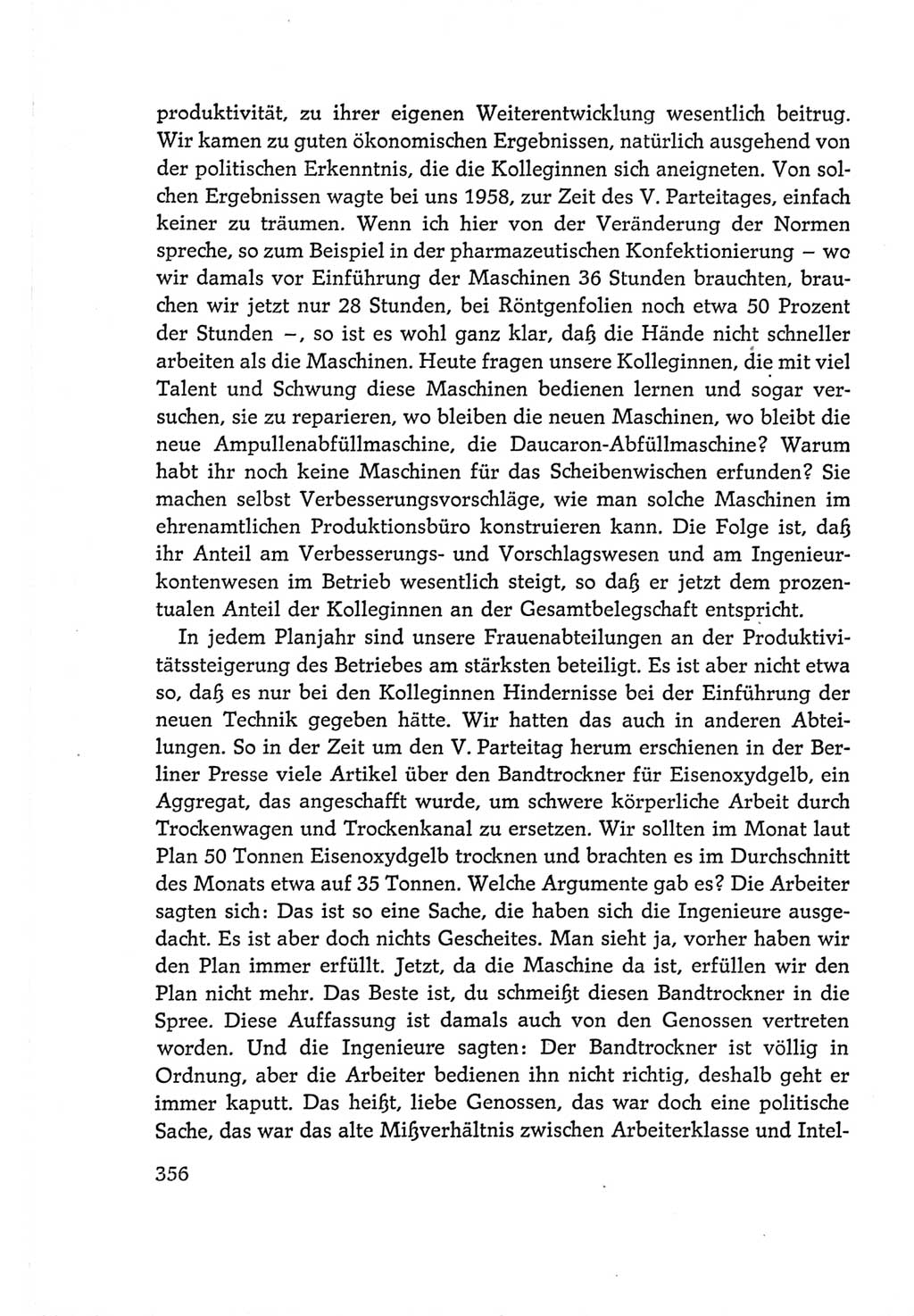 Protokoll der Verhandlungen des Ⅵ. Parteitages der Sozialistischen Einheitspartei Deutschlands (SED) [Deutsche Demokratische Republik (DDR)] 1963, Band Ⅰ, Seite 356 (Prot. Verh. Ⅵ. PT SED DDR 1963, Bd. Ⅰ, S. 356)