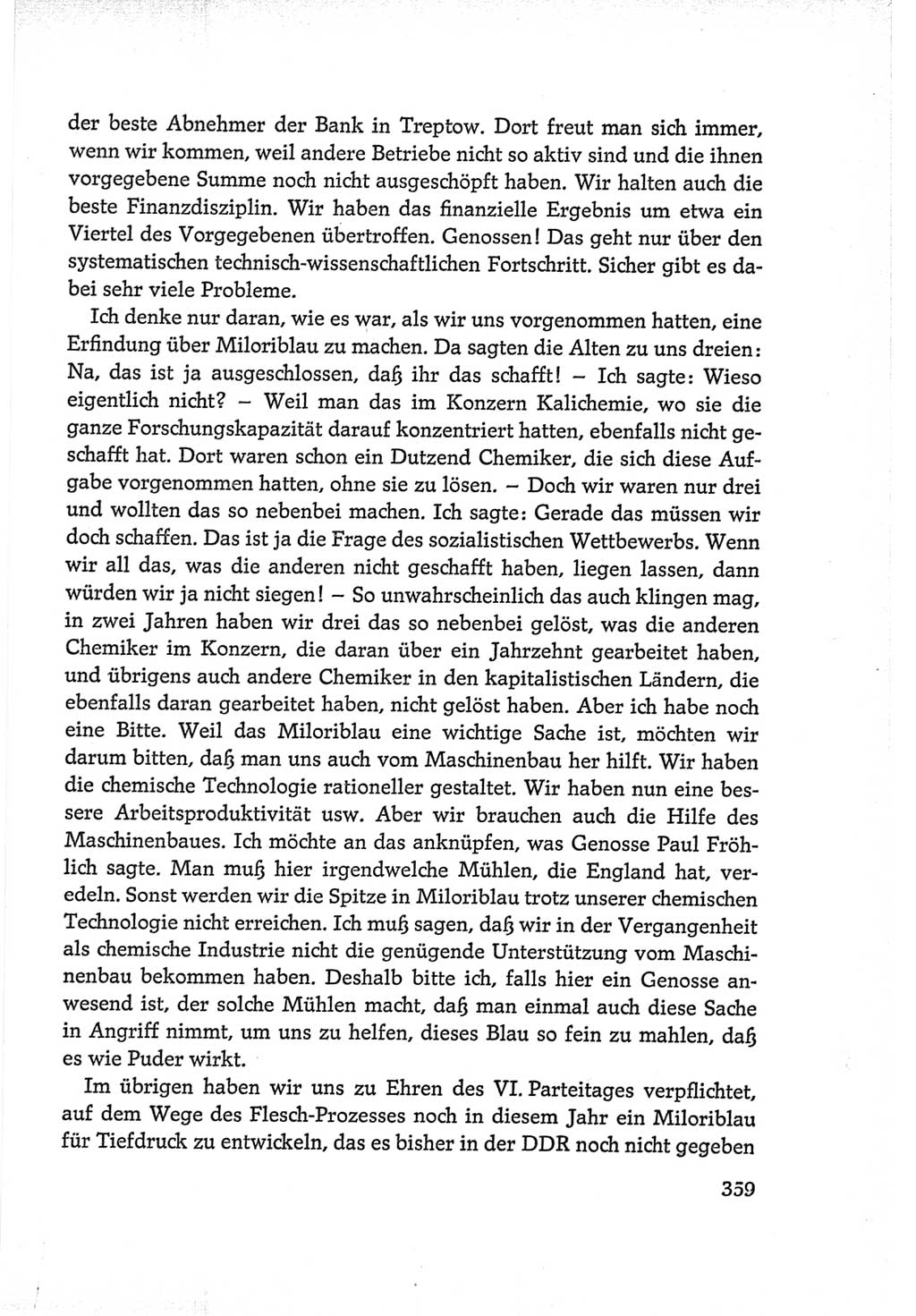 Protokoll der Verhandlungen des Ⅵ. Parteitages der Sozialistischen Einheitspartei Deutschlands (SED) [Deutsche Demokratische Republik (DDR)] 1963, Band Ⅰ, Seite 359 (Prot. Verh. Ⅵ. PT SED DDR 1963, Bd. Ⅰ, S. 359)