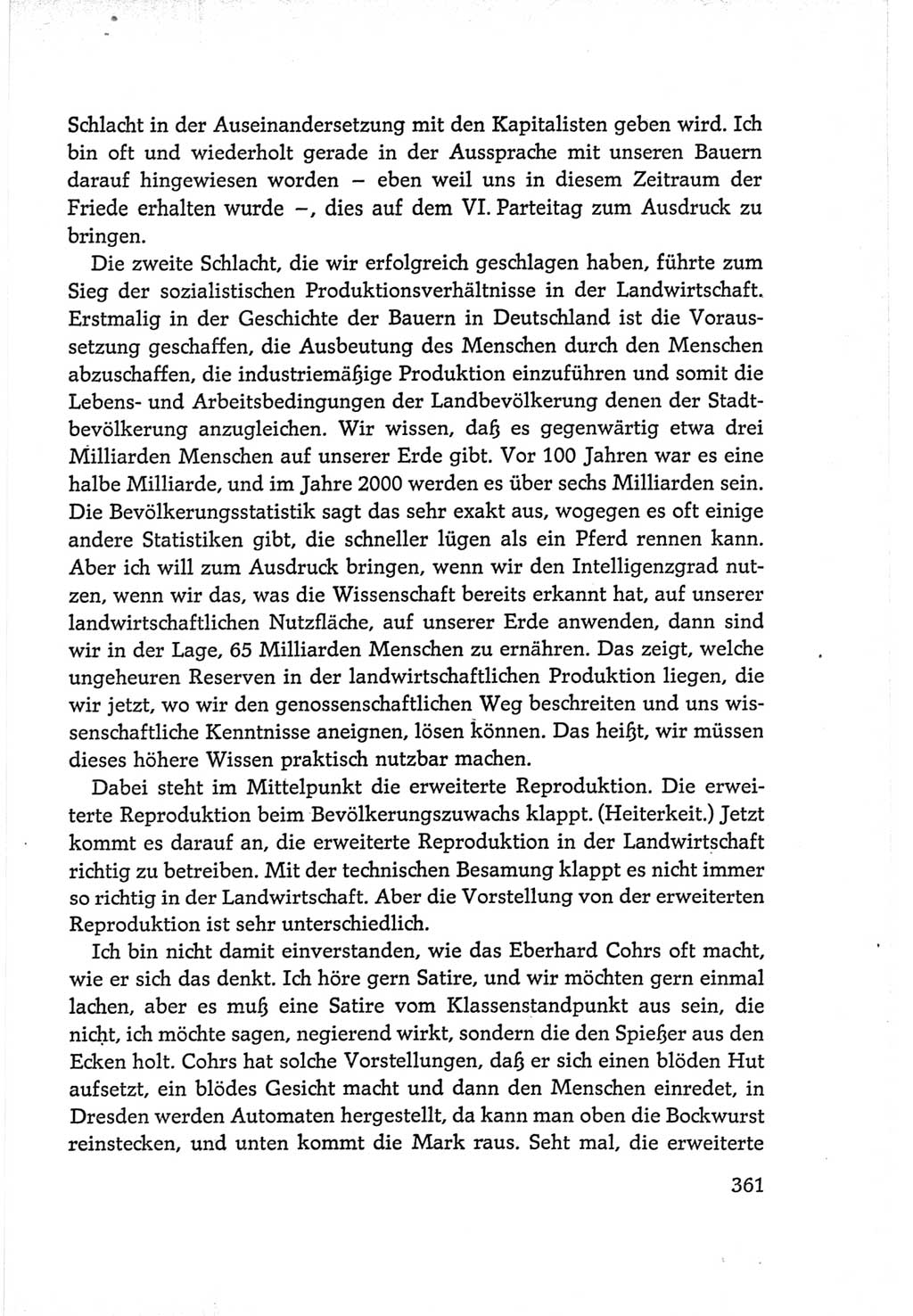 Protokoll der Verhandlungen des Ⅵ. Parteitages der Sozialistischen Einheitspartei Deutschlands (SED) [Deutsche Demokratische Republik (DDR)] 1963, Band Ⅰ, Seite 361 (Prot. Verh. Ⅵ. PT SED DDR 1963, Bd. Ⅰ, S. 361)