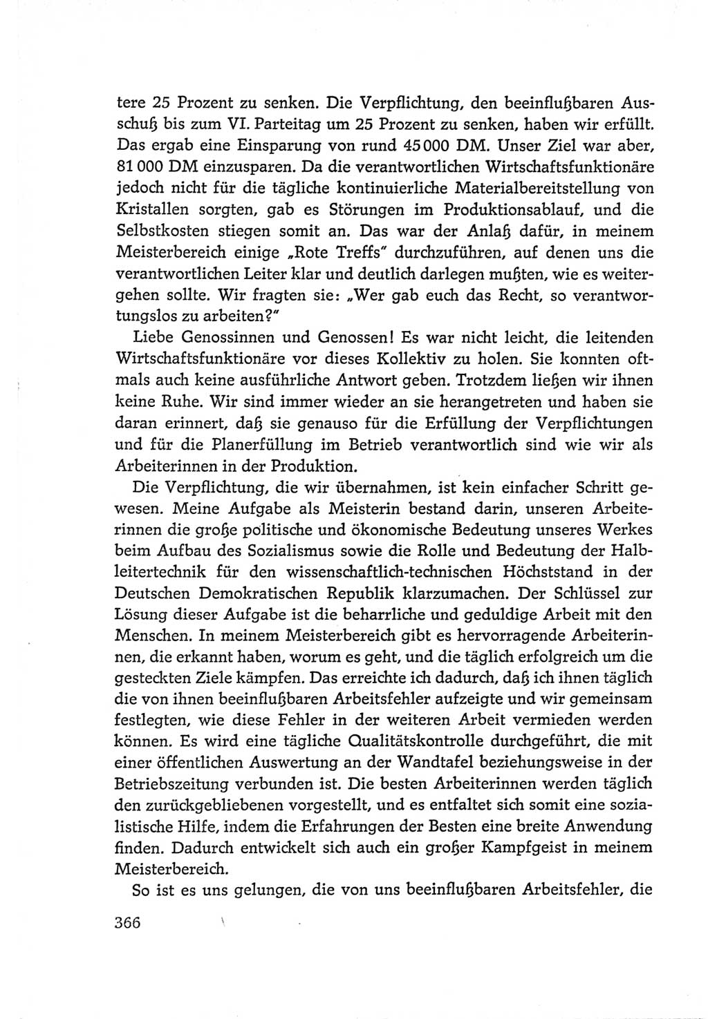 Protokoll der Verhandlungen des Ⅵ. Parteitages der Sozialistischen Einheitspartei Deutschlands (SED) [Deutsche Demokratische Republik (DDR)] 1963, Band Ⅰ, Seite 366 (Prot. Verh. Ⅵ. PT SED DDR 1963, Bd. Ⅰ, S. 366)