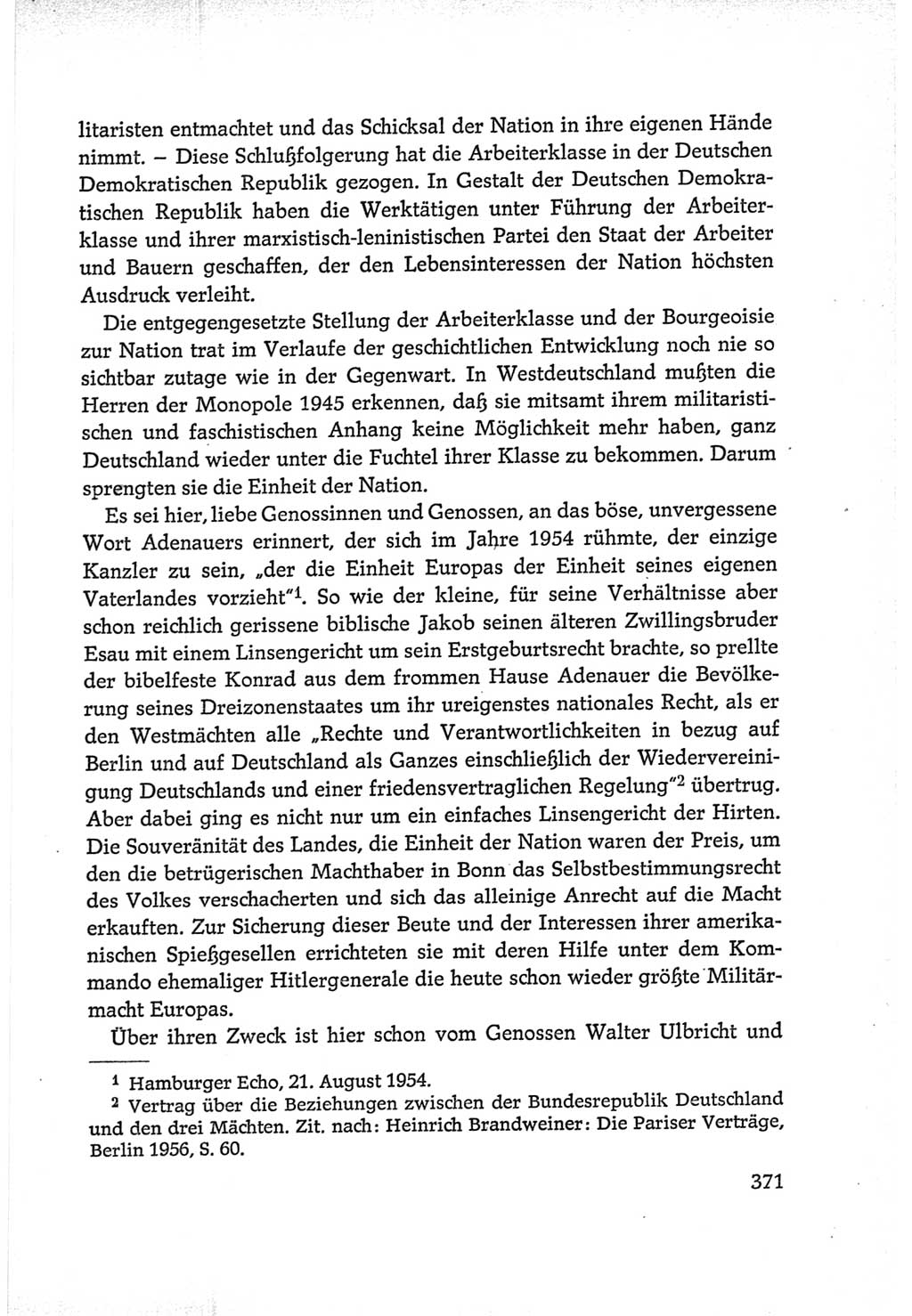 Protokoll der Verhandlungen des Ⅵ. Parteitages der Sozialistischen Einheitspartei Deutschlands (SED) [Deutsche Demokratische Republik (DDR)] 1963, Band Ⅰ, Seite 371 (Prot. Verh. Ⅵ. PT SED DDR 1963, Bd. Ⅰ, S. 371)