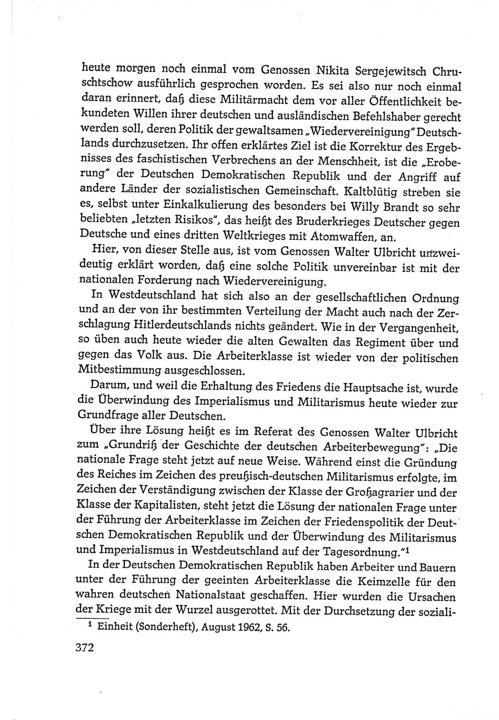 Protokoll der Verhandlungen des Ⅵ. Parteitages der Sozialistischen Einheitspartei Deutschlands (SED) [Deutsche Demokratische Republik (DDR)] 1963, Band Ⅰ, Seite 372 (Prot. Verh. Ⅵ. PT SED DDR 1963, Bd. Ⅰ, S. 372)