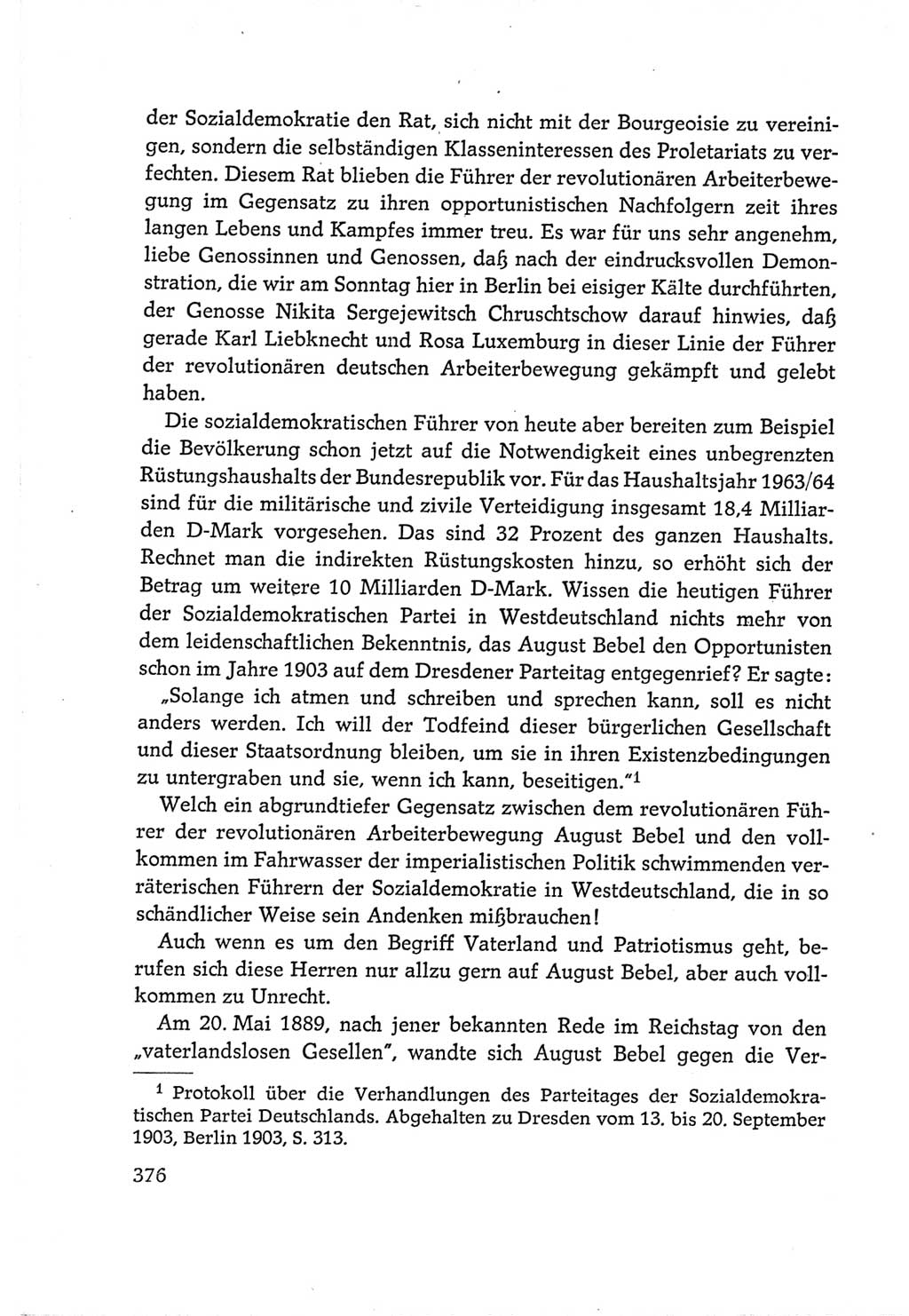 Protokoll der Verhandlungen des Ⅵ. Parteitages der Sozialistischen Einheitspartei Deutschlands (SED) [Deutsche Demokratische Republik (DDR)] 1963, Band Ⅰ, Seite 376 (Prot. Verh. Ⅵ. PT SED DDR 1963, Bd. Ⅰ, S. 376)