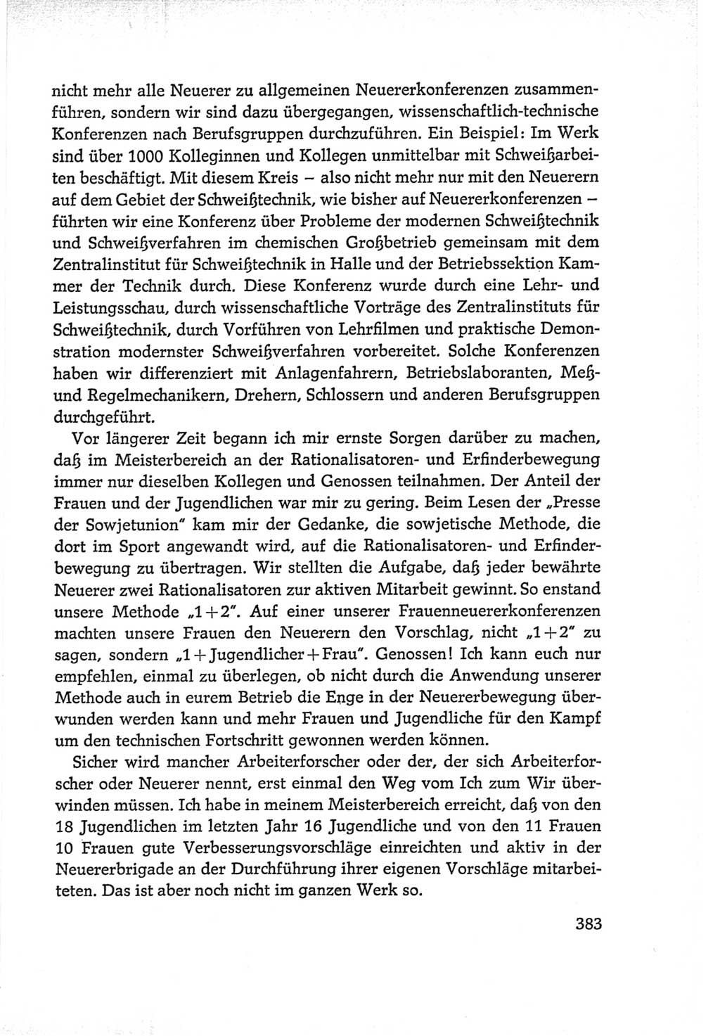 Protokoll der Verhandlungen des Ⅵ. Parteitages der Sozialistischen Einheitspartei Deutschlands (SED) [Deutsche Demokratische Republik (DDR)] 1963, Band Ⅰ, Seite 383 (Prot. Verh. Ⅵ. PT SED DDR 1963, Bd. Ⅰ, S. 383)