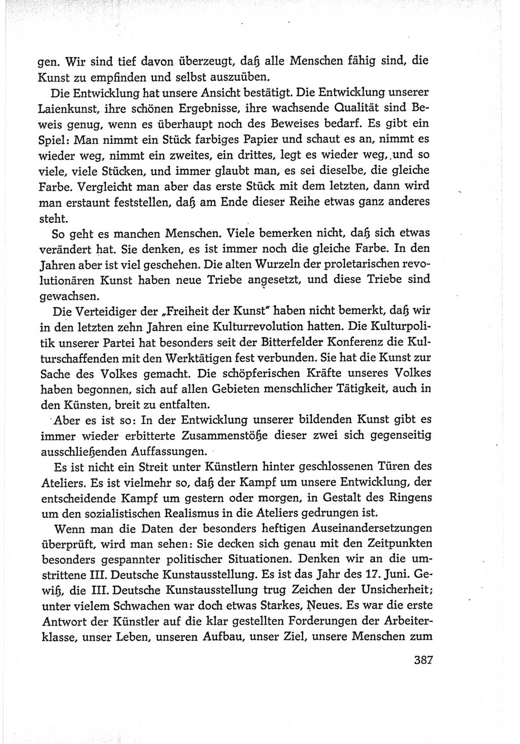Protokoll der Verhandlungen des Ⅵ. Parteitages der Sozialistischen Einheitspartei Deutschlands (SED) [Deutsche Demokratische Republik (DDR)] 1963, Band Ⅰ, Seite 387 (Prot. Verh. Ⅵ. PT SED DDR 1963, Bd. Ⅰ, S. 387)